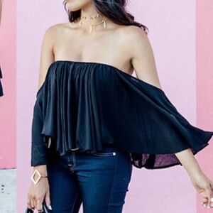Surf Gypsy Black Off-Shoulder Top
